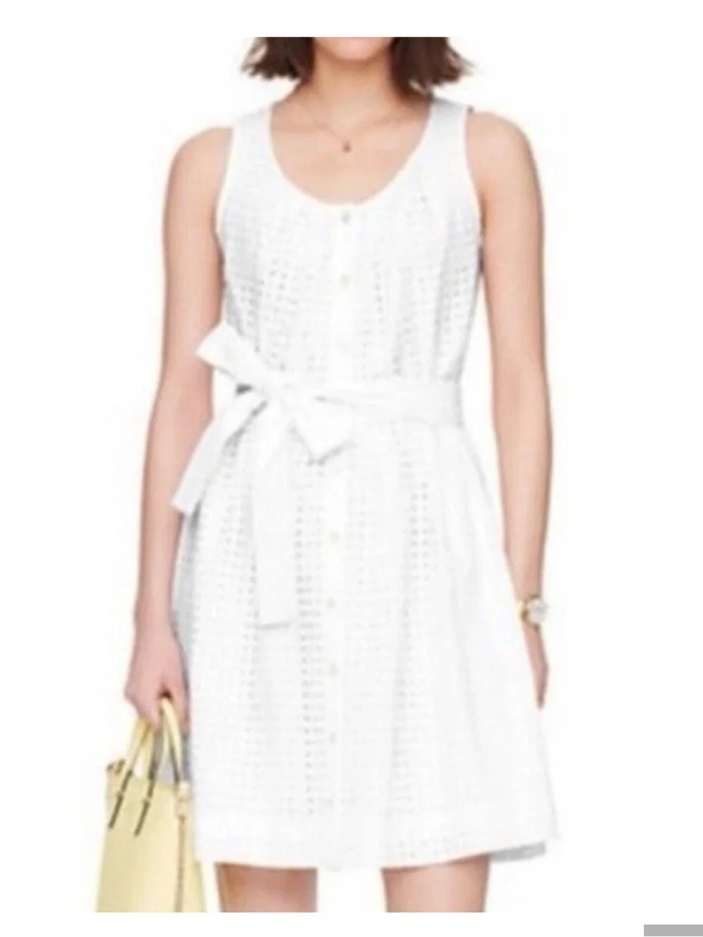 Kate Spade Broome Street Belted White Eyelet Tie-Waist Sundress